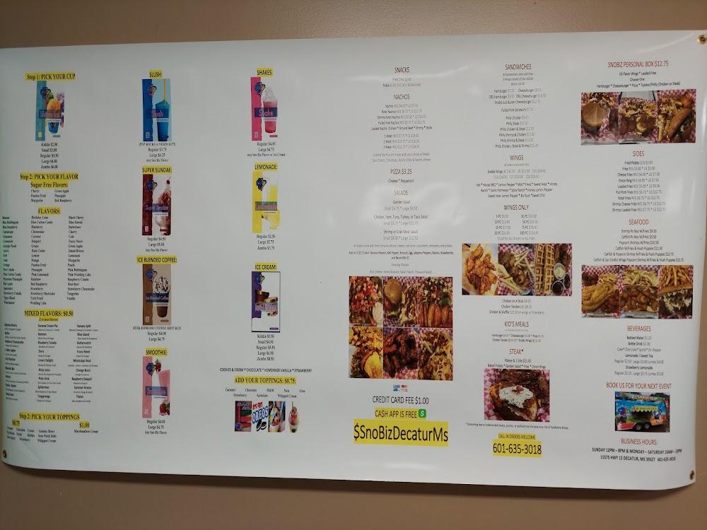 Sno Biz Decatur Ms Menu image 3